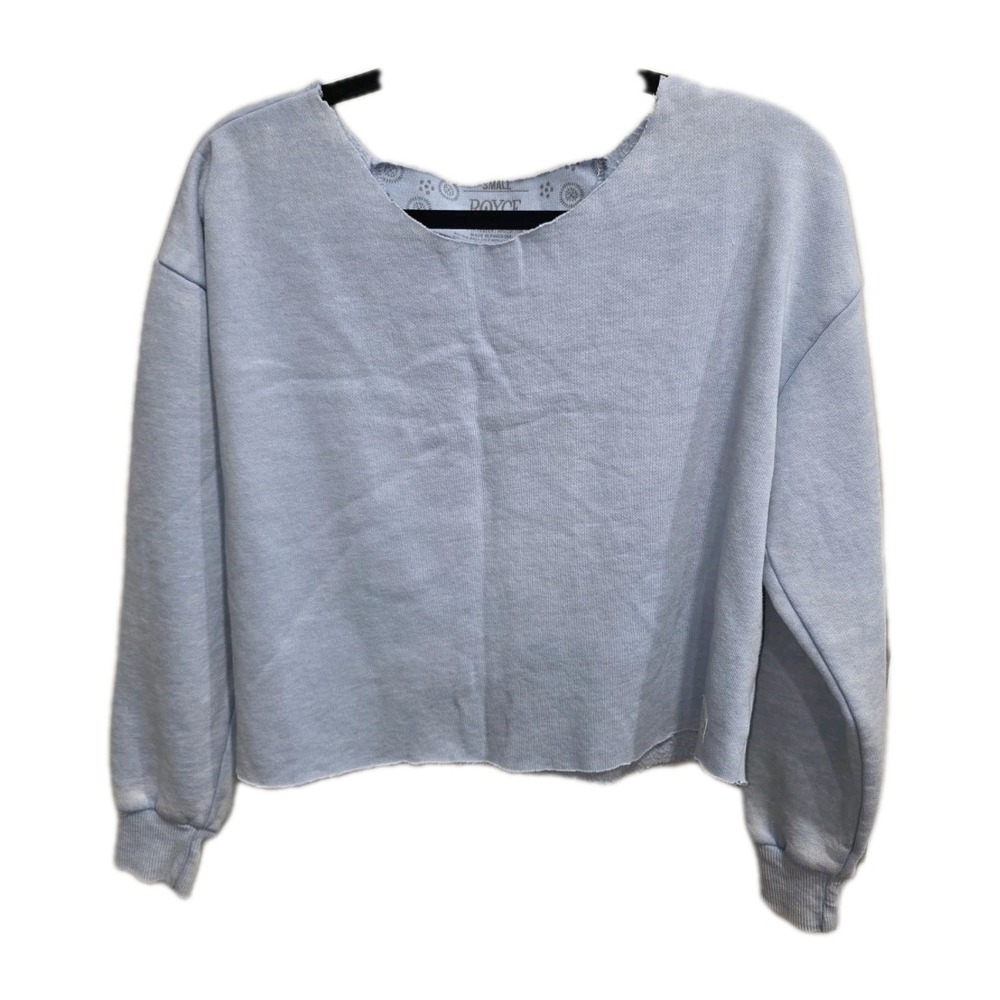 Royce  Women's‎ Sz S Cropped Sweatshirt Long Sleeve Light Blue   Cozy Raw Hem